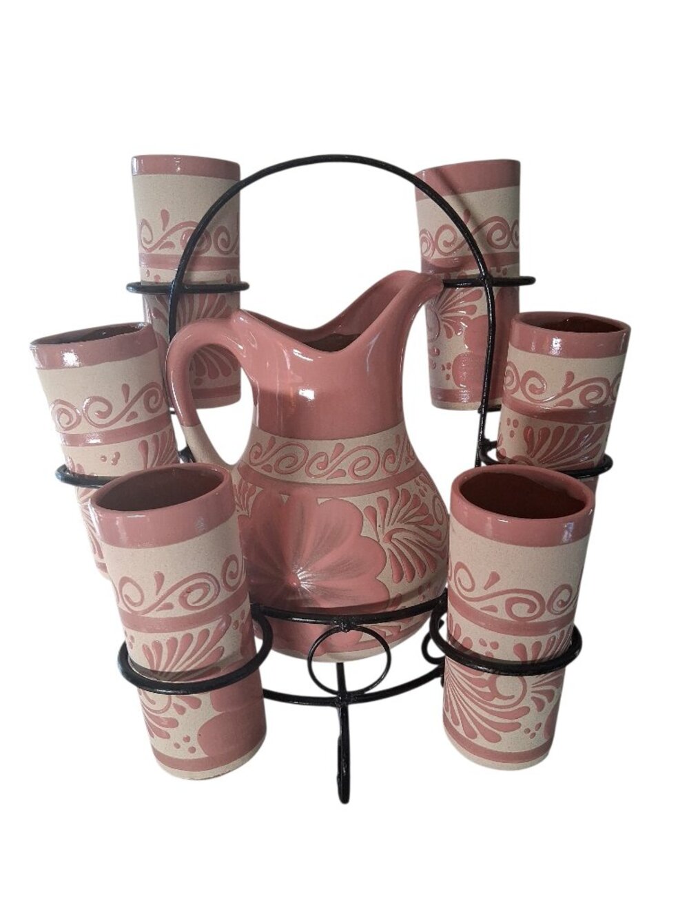 ✨ RARE FIND ✨ Authentic Handmade Modern Pink Talavera Drinkware Set